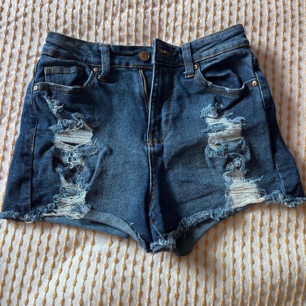 High waisted jean shorts